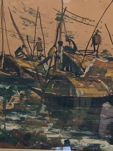 MID CENTURY OIL - FISHING BOATS