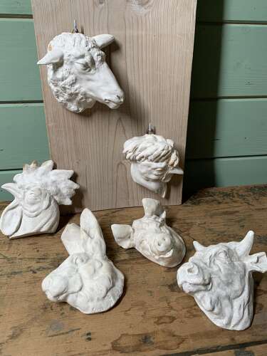 LATE 19th C SET OF 6 BUTCHER’S PLASTER CASTS