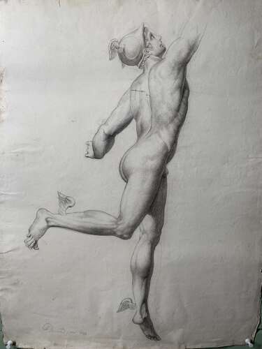 ACADEMIC DRAWING OF HERMES OR MERCURY c1824
