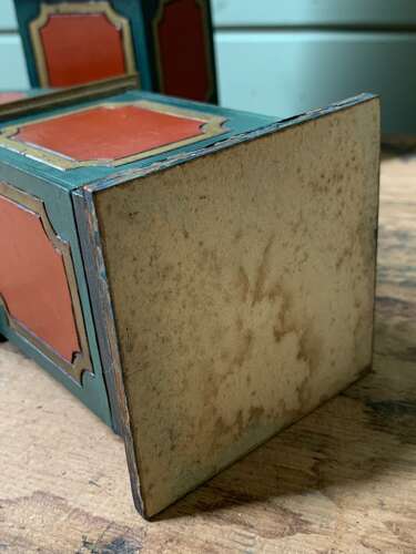 A DECORATIVE PAIR OF POLYCHROME PAINTED OBELISKS