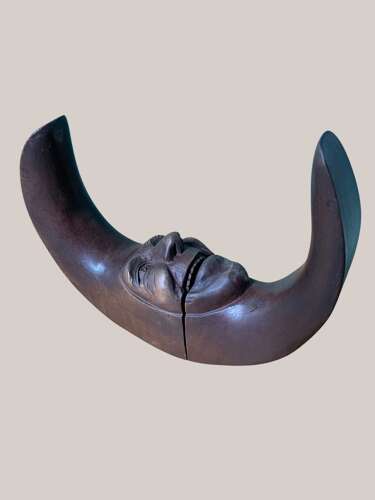 A RARE ANTIQUE MAN IN THE MOON NUTCRACKER