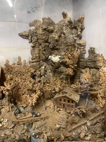 FINEST ANTIQUE CORK DIORAMA WITH TWIG FRAME