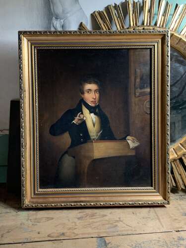 ANTIQUE PORTRAIT OF AN AUCTIONEER