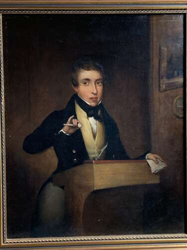 ANTIQUE PORTRAIT OF AN AUCTIONEER