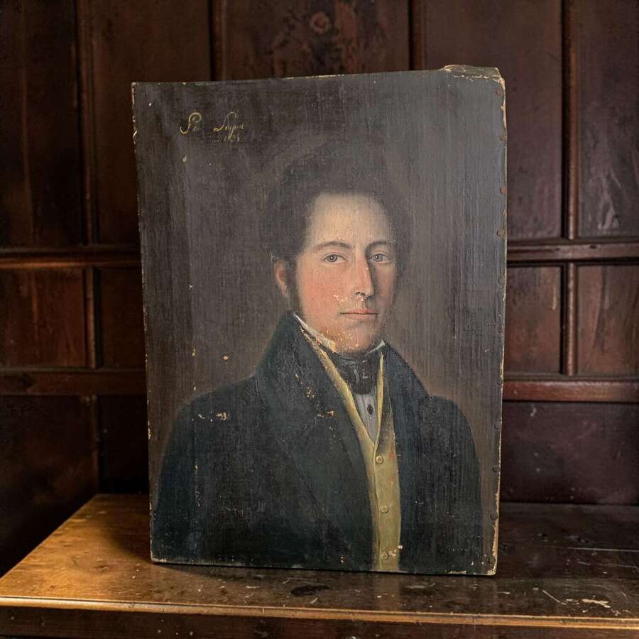 19th C FRENCH SCHOOL PORTRAIT OF GENTLEMAN WITH BLUE EYES