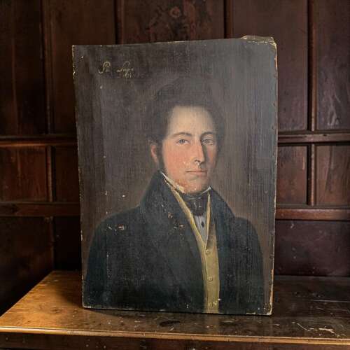 19th C FRENCH SCHOOL PORTRAIT OF GENTLEMAN WITH BLUE EYES