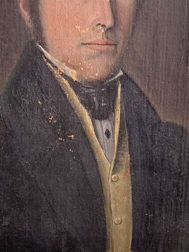 19th C FRENCH SCHOOL PORTRAIT OF GENTLEMAN WITH BLUE EYES
