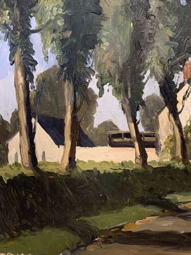MID 20th C FRENCH LANDSCAPE OIL ON CANVAS