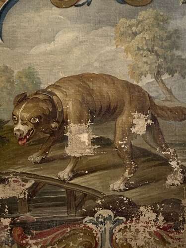 EARLY 19th C OIL CARTOON FOR AN AUBUSSON TAPESTRY