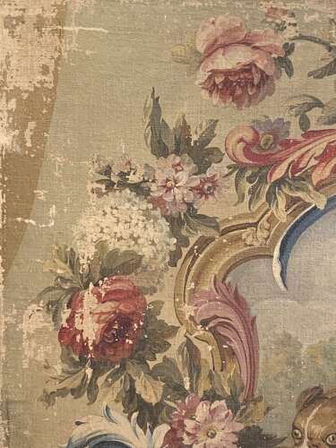 EARLY 19th C OIL CARTOON FOR AN AUBUSSON TAPESTRY