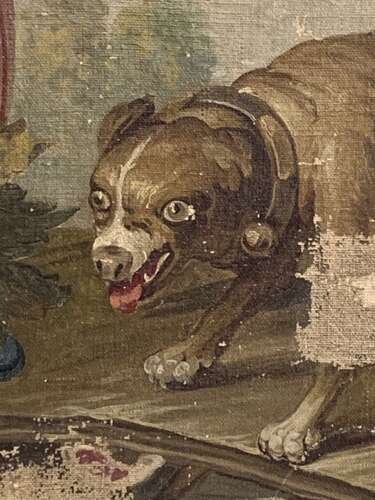 EARLY 19th C OIL CARTOON FOR AN AUBUSSON TAPESTRY