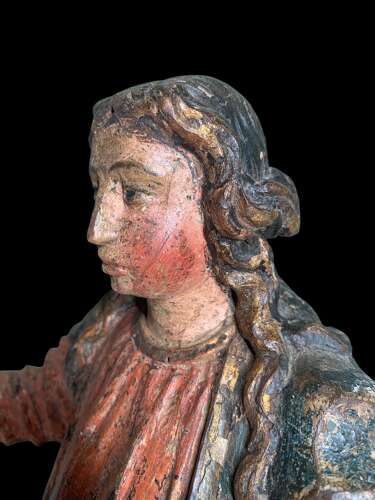 EARLY 1700’s CARVED & POLYCHROMED FIGURE OF A SAINT