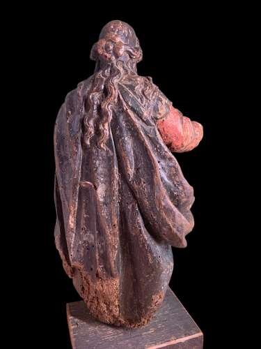 EARLY 1700’s CARVED & POLYCHROMED FIGURE OF A SAINT