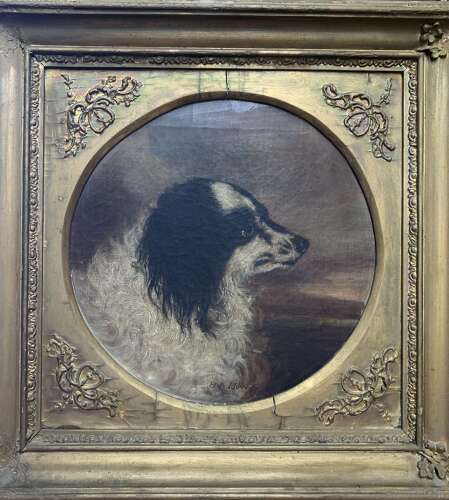 B A HOWE OIL PORTRAIT OF A SPANIEL c.1863