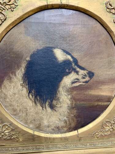 B A HOWE OIL PORTRAIT OF A SPANIEL c.1863