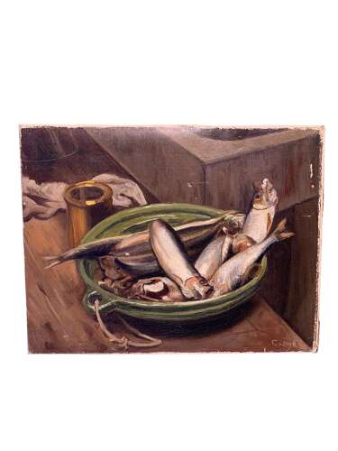 FRENCH EARLY 20th C STILL LIFE WITH FISH