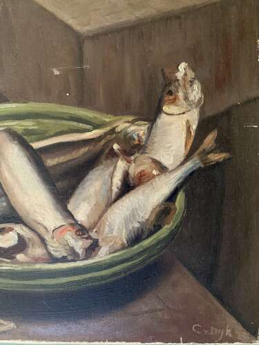 FRENCH EARLY 20th C STILL LIFE WITH FISH