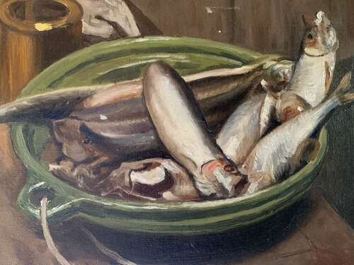 FRENCH EARLY 20th C STILL LIFE WITH FISH