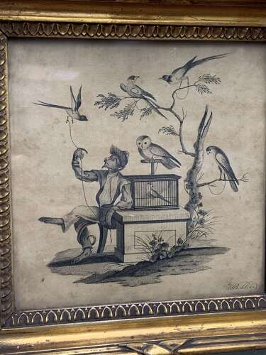 MONKEY & BIRDS - AN 18th C ETCHING