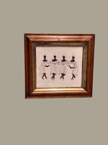UNUSUAL 19thC COLLAGE OF AFRICAN DANCING GIRLS