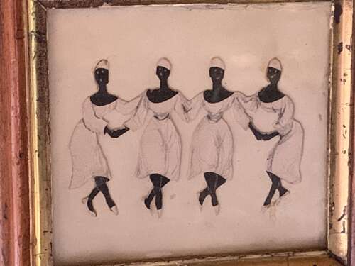 UNUSUAL 19thC COLLAGE OF AFRICAN DANCING GIRLS