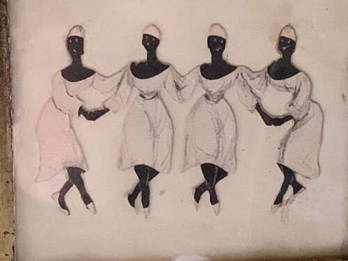 UNUSUAL 19thC COLLAGE OF AFRICAN DANCING GIRLS