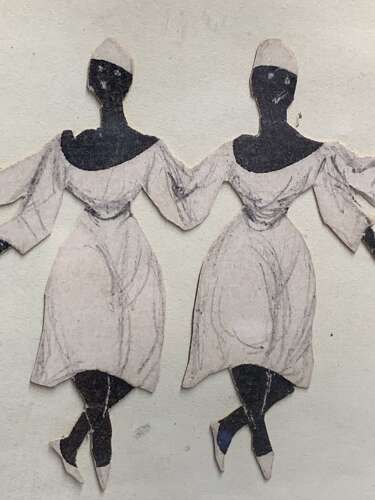 UNUSUAL 19thC COLLAGE OF AFRICAN DANCING GIRLS
