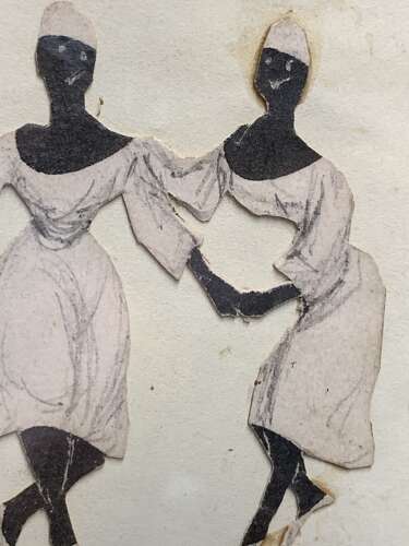 UNUSUAL 19thC COLLAGE OF AFRICAN DANCING GIRLS