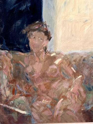 IMPRESSIONIST OIL -WOMAN ON SOFA
