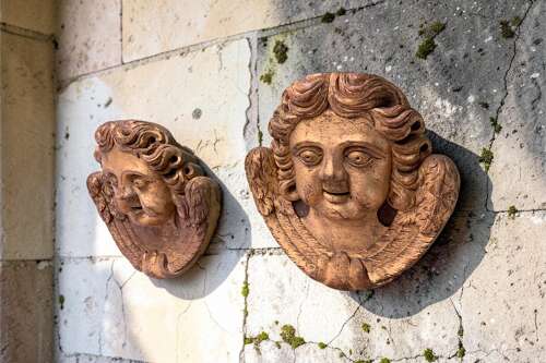 FRENCH ECCLESIASTICAL WALL CARVINGS OF ANGELS