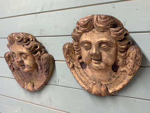 FRENCH ECCLESIASTICAL WALL CARVINGS OF ANGELS