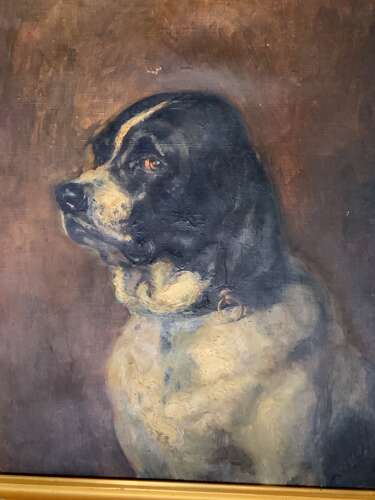 FRENCH SCHOOL OIL PORTRAIT OF A DOG - c1910